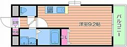 エクセレント上新17 1Kの間取図画像