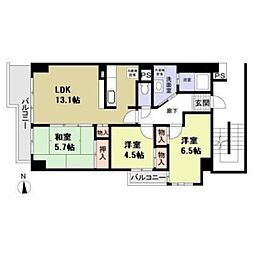 パレ清水が丘 3LDKの間取図画像