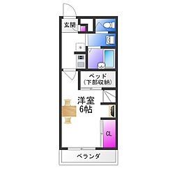 レオパレスオアシス 1Kの間取図画像