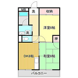 高須グランドハイツ 2DKの間取図画像