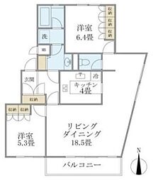 JR中央線 中野駅 徒歩4分の賃貸マンション 3階2LDKの間取り