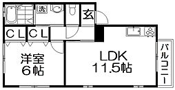 エル・ツインA棟 1LDKの間取図画像