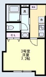 ベイルーム相模原氷川町 1Kの間取図画像