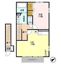 リバレイン 1LDKの間取図画像