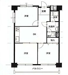ハイネス目黒 3DKの間取図画像