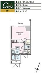 RESIDIA池上2 1Kの間取図画像