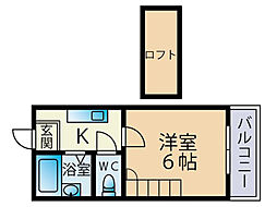 ハーベスト福重 1Kの間取図画像
