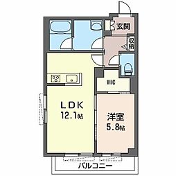 アンソレイユ仲六郷 3階1LDKの間取り