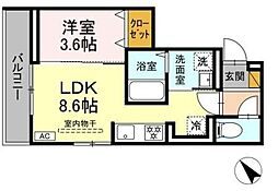 D-SOLACE幕張本郷2丁目 1LDKの間取図画像