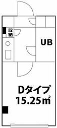 グランハイツ1 2階ワンルームの間取り