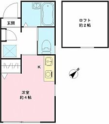 ハウス青木 ワンルームの間取図画像