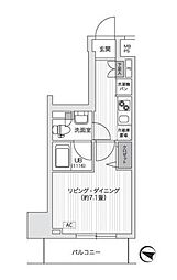都営浅草線 五反田駅 徒歩3分の賃貸マンション 8階1Kの間取り