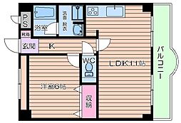 ライフ北梅田 1LDKの間取図画像