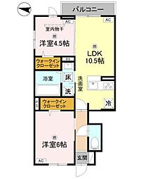 カーサ・デ・ラコリーナ 2LDKの間取図画像