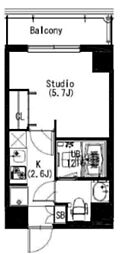 エスティメゾン戸越 1Kの間取図画像