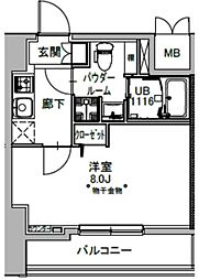 S-RESIDENCE八丁堀una 1Kの間取図画像