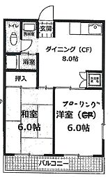 サンセットハイム 2DKの間取図画像