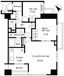 パークアクシス南麻布 2LDKの間取図画像