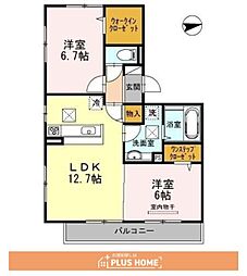 サンライズ加納 2LDKの間取図画像