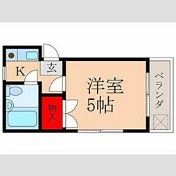 ビラ・ソレイユ 2階1Kの間取り