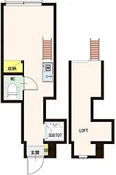 Stage 北新宿II 1階ワンルームの間取り