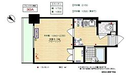 フォレスト青葉 4階1Kの間取り