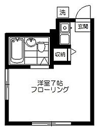 JR総武線 東中野駅 徒歩10分の賃貸アパート 2階ワンルームの間取り