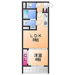 TIO岸和田 1LDKの間取図画像
