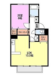 クオリティ加賀A棟 1LDKの間取図画像