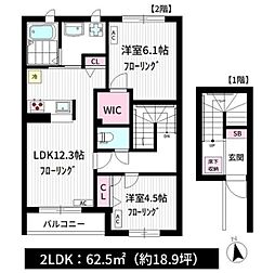 北山ヴィレッジG 2LDKの間取図画像