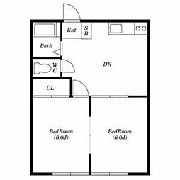 ハイツ小柳永田北 2DKの間取図画像