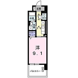 プラシード 1Kの間取図画像