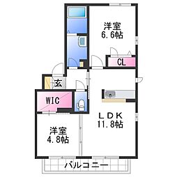 シャーメゾン名高 2LDKの間取図画像