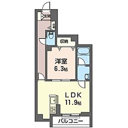 グレイスコート 1LDKの間取図画像