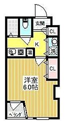 ポセイドン・パティオ 2階1Kの間取り