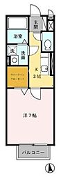 ハーモニー弐番館 1Kの間取図画像