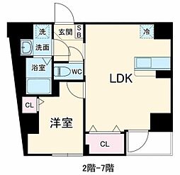 東麻布 平成レジデンス 2階1LDKの間取り