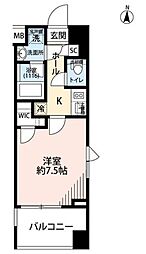 プレール・ドゥーク蔵前 1Kの間取図画像