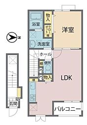 京王相模原線 京王よみうりランド駅 徒歩5分の賃貸アパート 2階1LDKの間取り