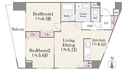 大島神田ビルアビタシオン大島 2LDKの間取図画像