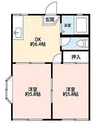 メゾンドマーガレット 2DKの間取図画像
