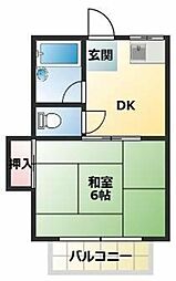 LANDFORESTM薬円台 1DKの間取図画像