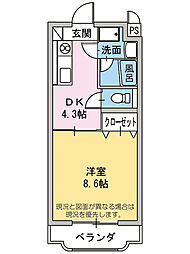 グランマレ・デュオ 1DKの間取図画像
