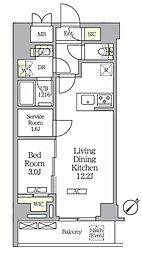 ラティエラ武蔵小山レジデンス 1SLDKの間取図画像