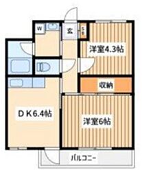 ライオンズマンション相模大野第3 2DKの間取図画像