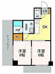 サンパレスCA田中ビル 2DKの間取図画像