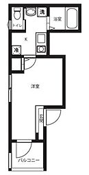 メルディア千鳥 1Kの間取図画像