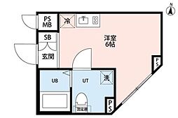 PARK LILA住吉 5階ワンルームの間取り