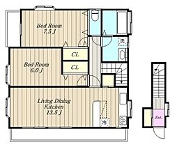 根小屋住宅 2階2LDKの間取り