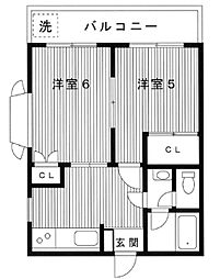 サンガーデンツチダ 4階2Kの間取り